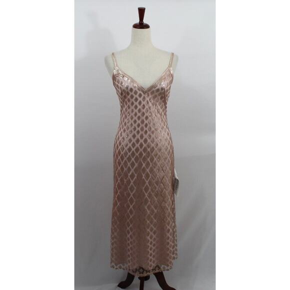 SHO Tadashi Shoji Sz 4 Diamond Sequins Midi Slip Dress Blush Pink Annabelle NWT - Picture 10 of 11